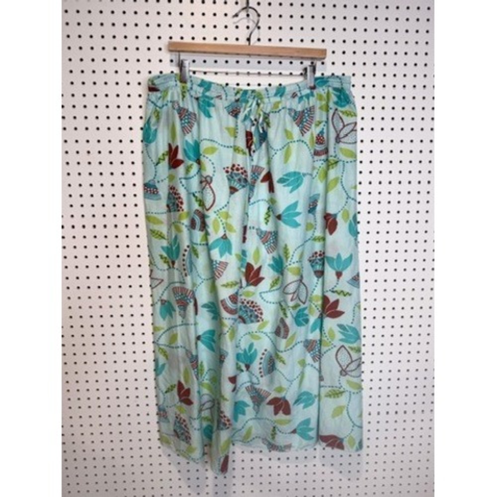 Gudrun Sjoden | Artemis Long Cotton‎ Silk Skirt Light Blue Floral L/XL Maxi Boho